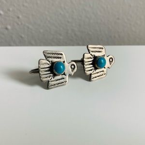 Vintage Silver & Turquoise Eagle Earrings